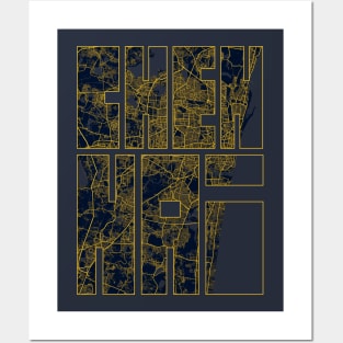Chennai, India City Map Typography - Gold Art Deco Posters and Art